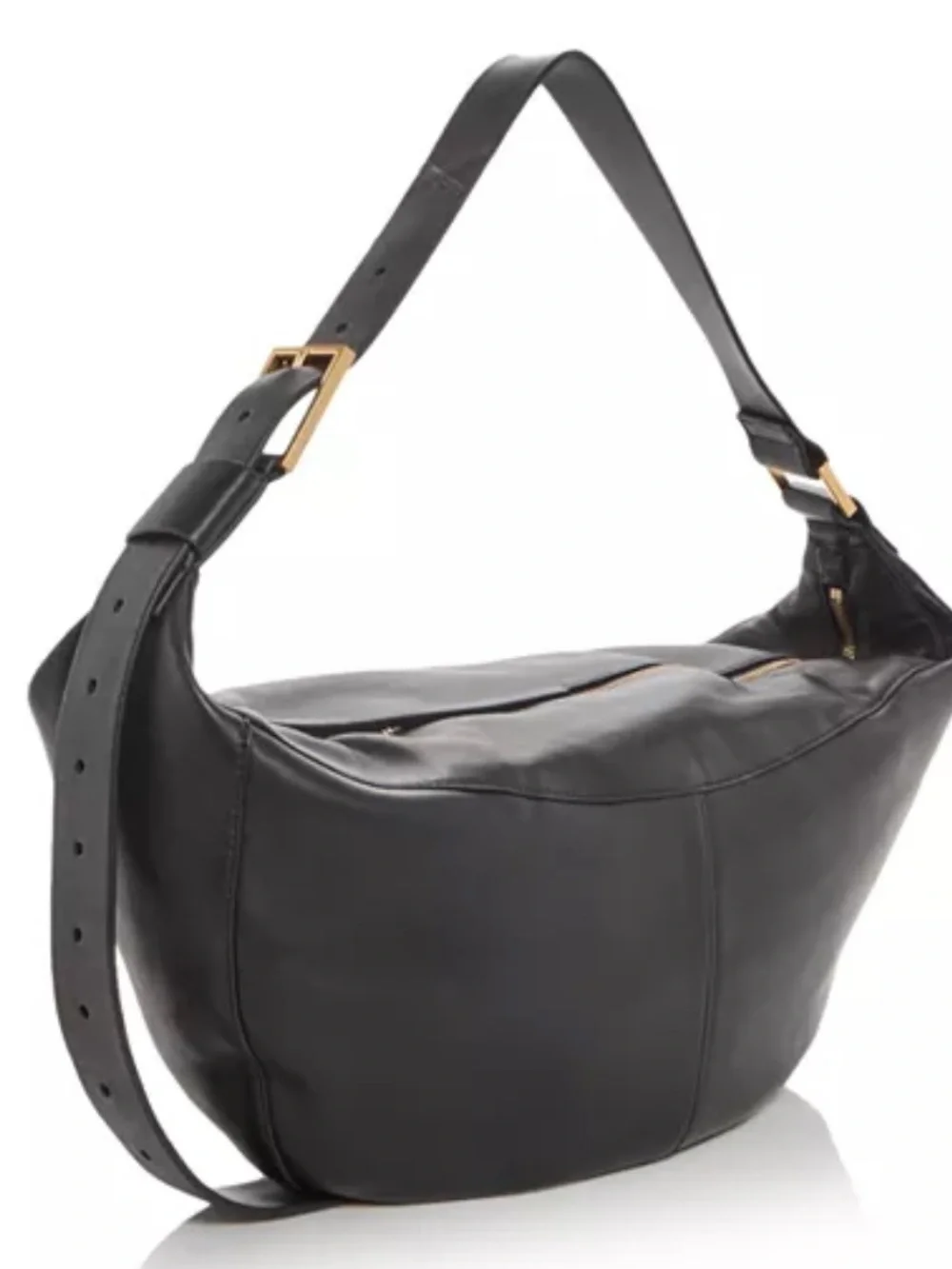 All Saints Black Leather Hobo Shoulder bag with Gold-Tone Hardware